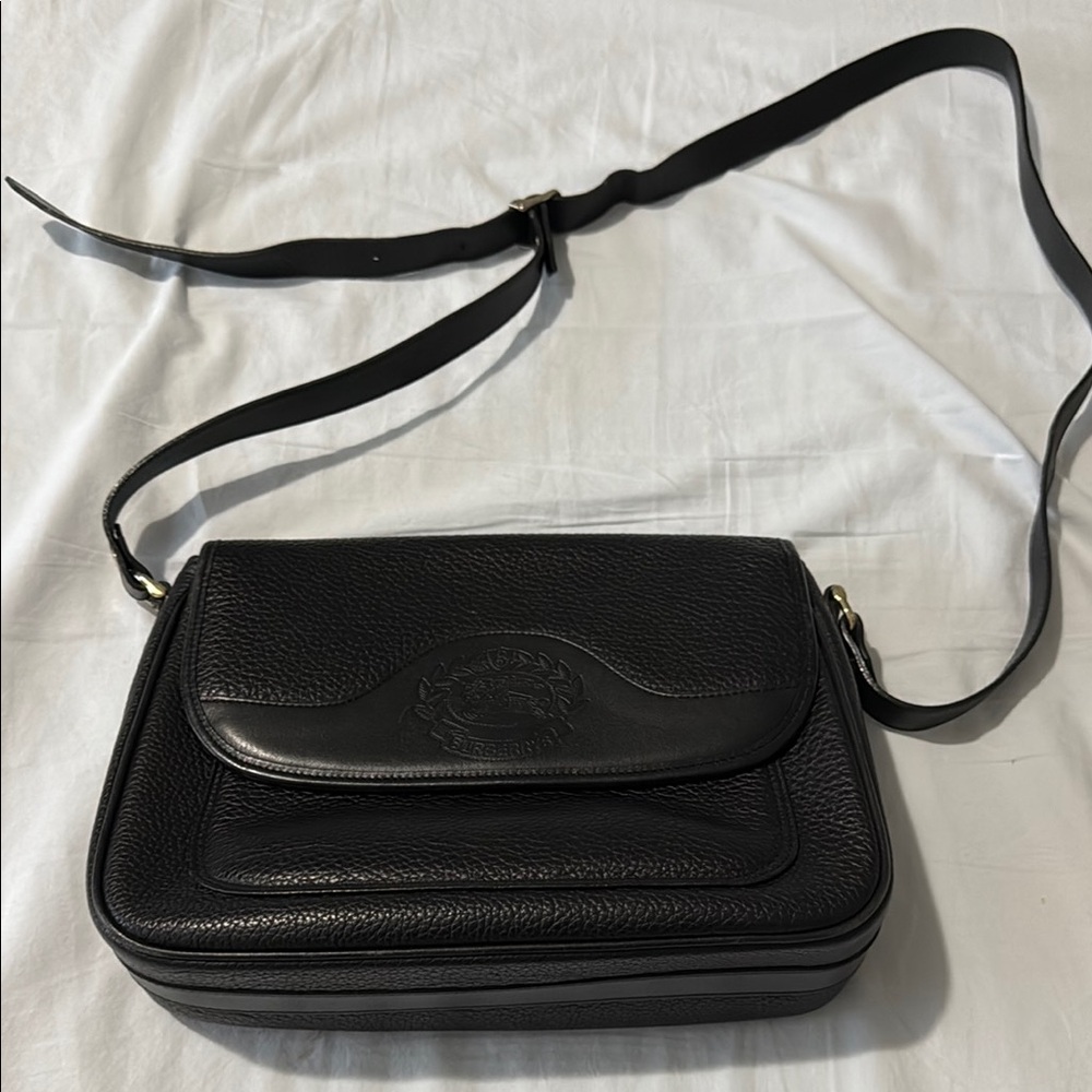 Burberry Black Leather Shoulder Bag with Adjustable Strap
